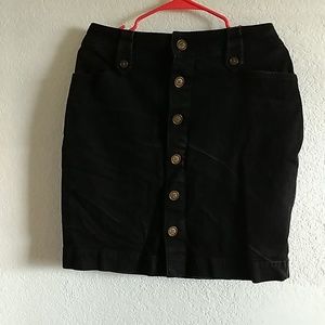 Black denim skirt